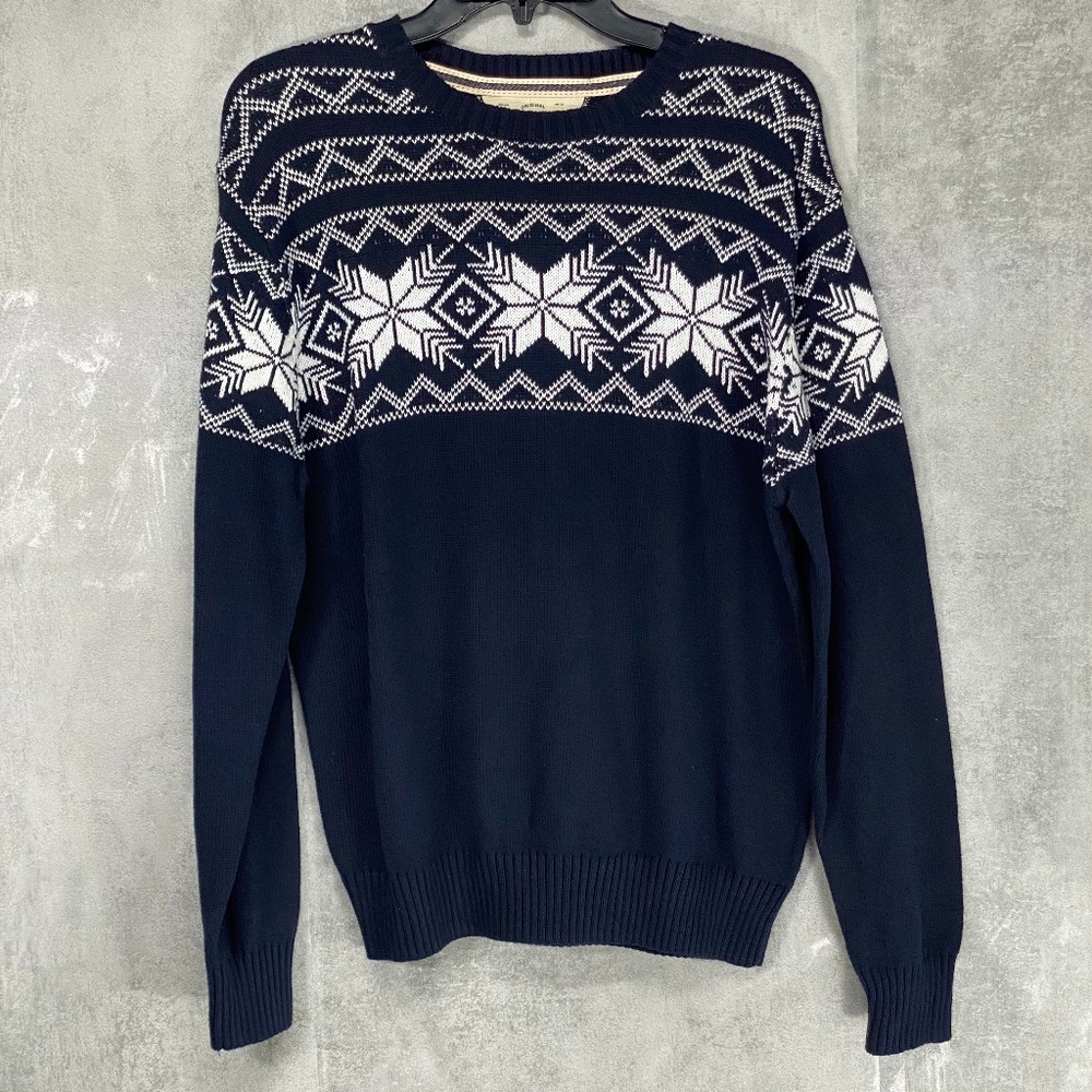 weatherproof Navy Crewneck Snowflake Pattern Chris